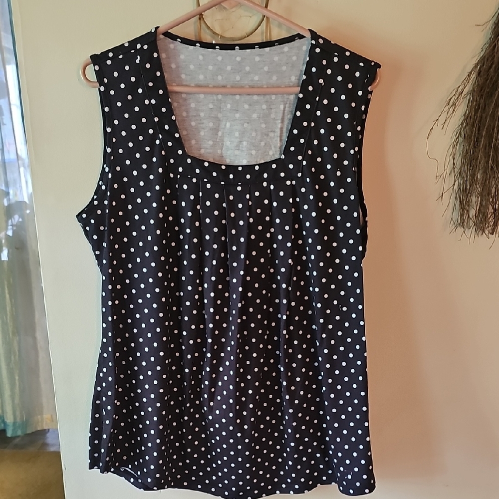 Polka Dot Sleeveless Square Neck Top
